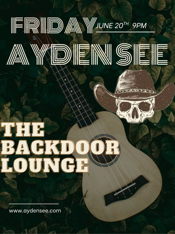 Graphic for Ayden See solo performance at Backdoor Lounge in Kenai, Alaska on June 20, 2025.