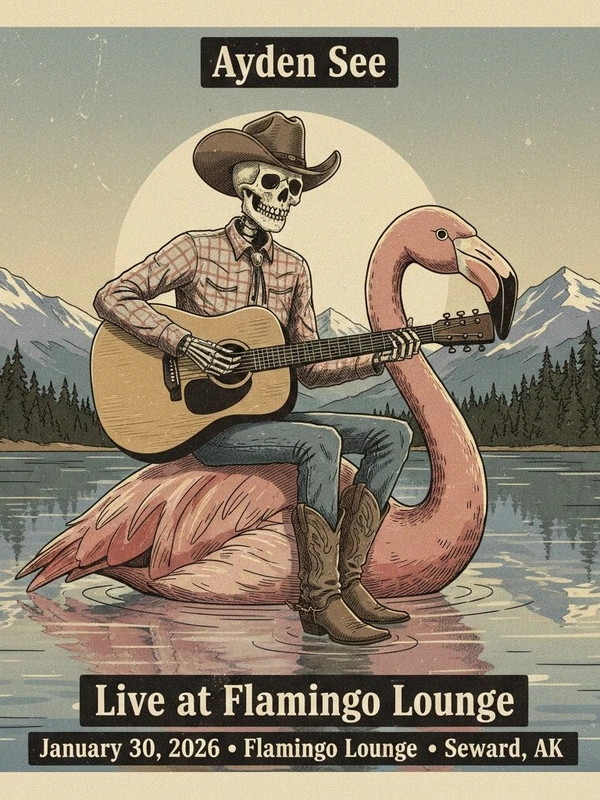 Graphic for Ayden See live at Flamingo Lounge in Seward, Alaska on January 30, 2026.