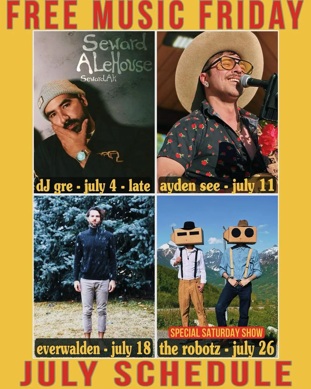 Graphic for Ayden See solo performance at Seward Alehouse on July 11, 2025.