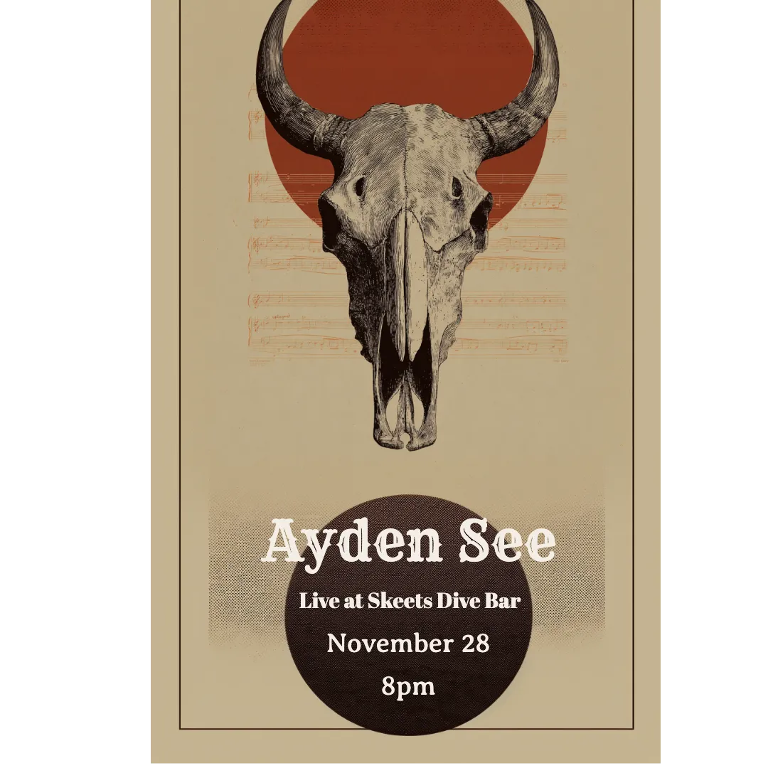 Graphic for Ayden See solo performance at Skeets Dive Bar in Kenai, Alaska on November 28, 2025.