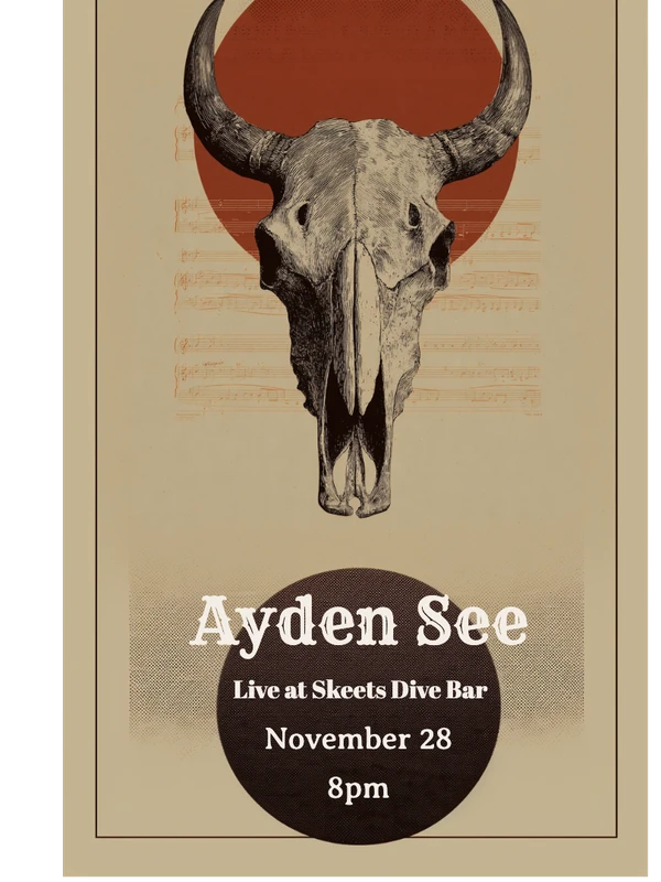Graphic for Ayden See solo performance at Skeets Dive Bar in Kenai, Alaska on November 28, 2025.