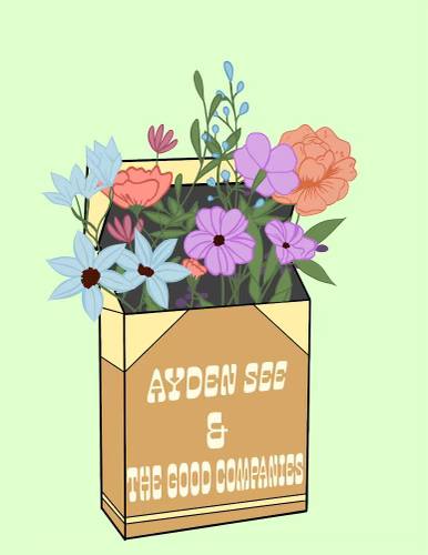 The logo for Ayden See & the Good Companies, which features a cigarette pack bursting with flowers in full bloom.